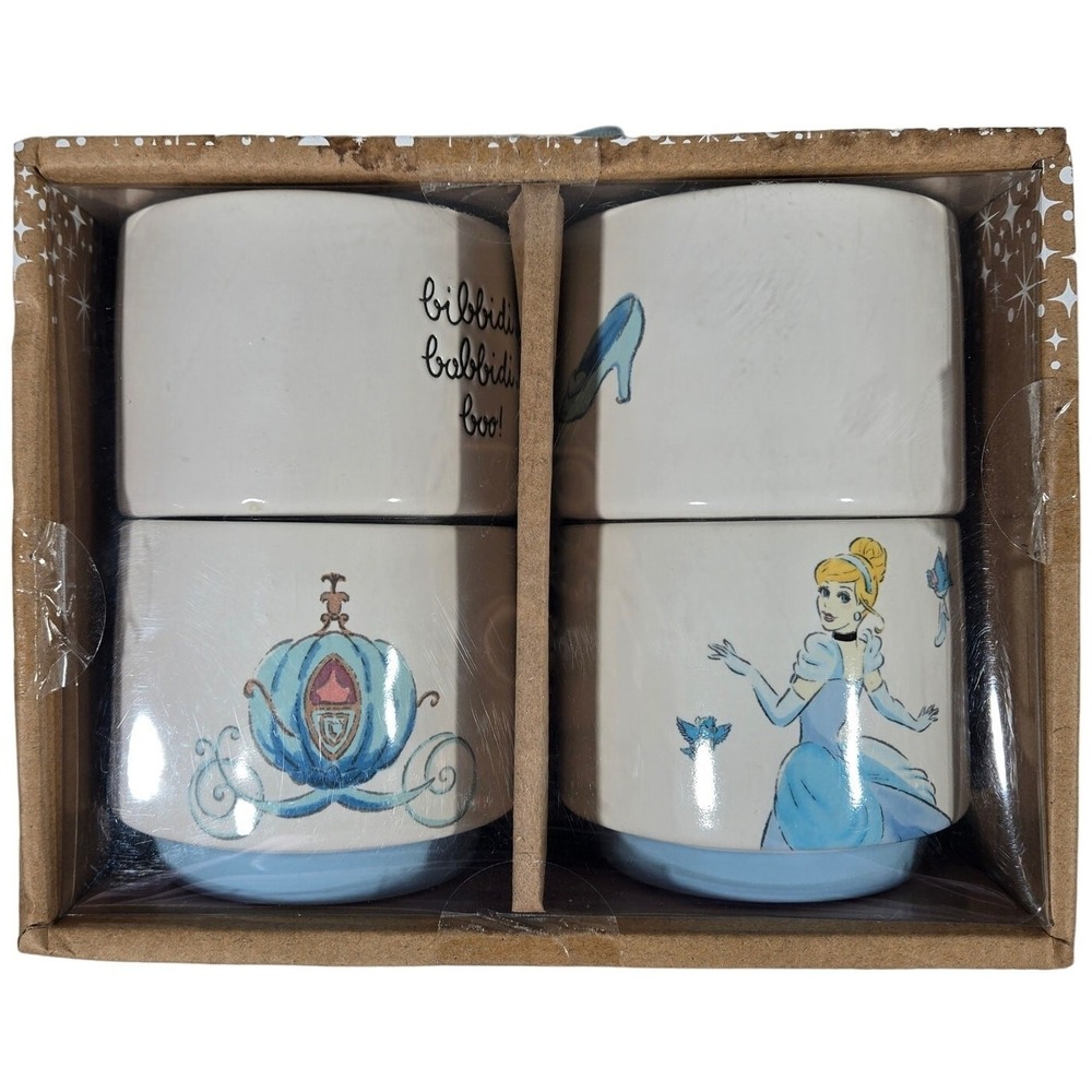 Rae Dunn Disney Princess Cinderella Artisan Collection 4 Piece Ramekins Mug Set
